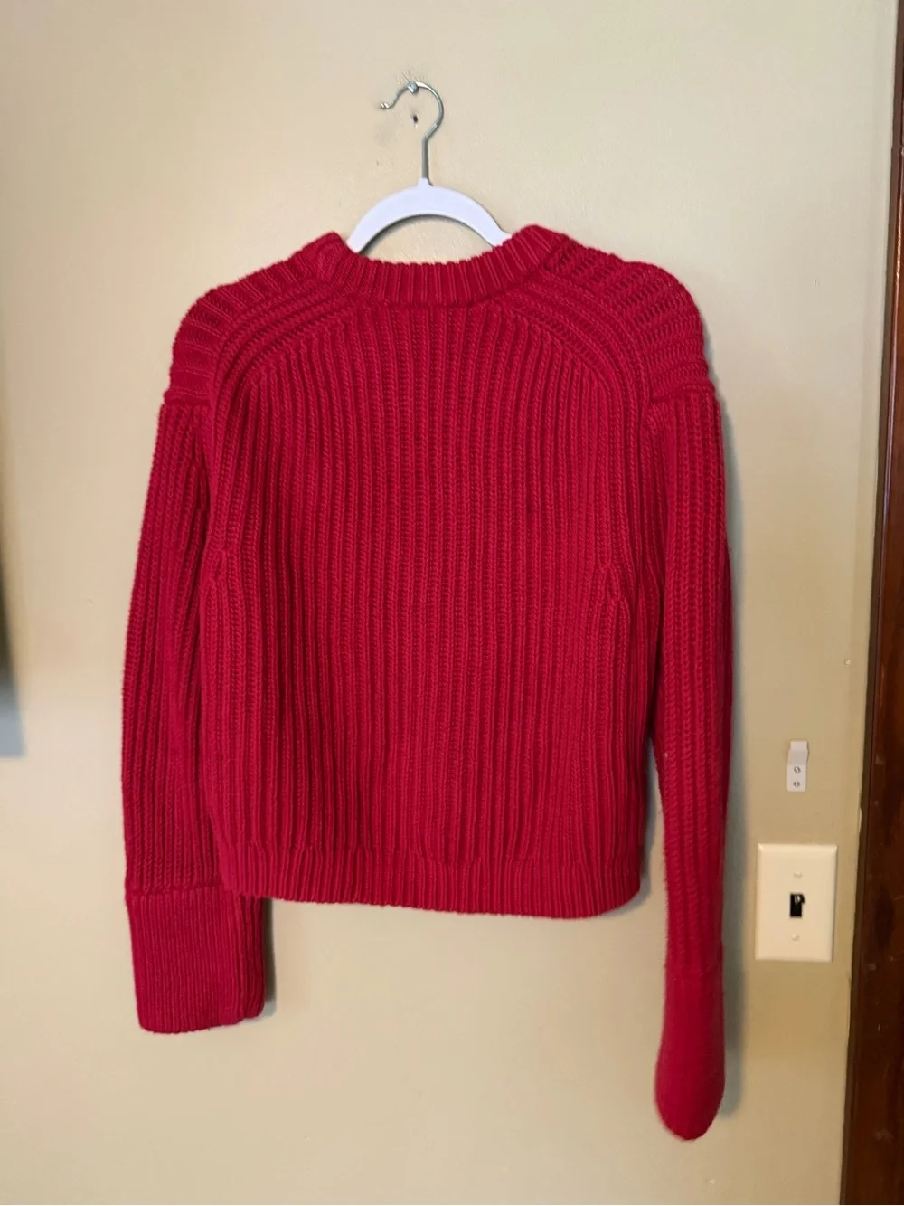 J. Crew Heritage Cotton Fisherman Red Ribbed Crewneck Sweater